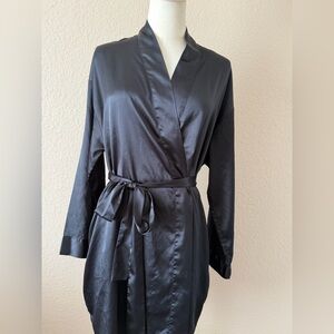 Victoria's Secret Black Satin Wrap Robe